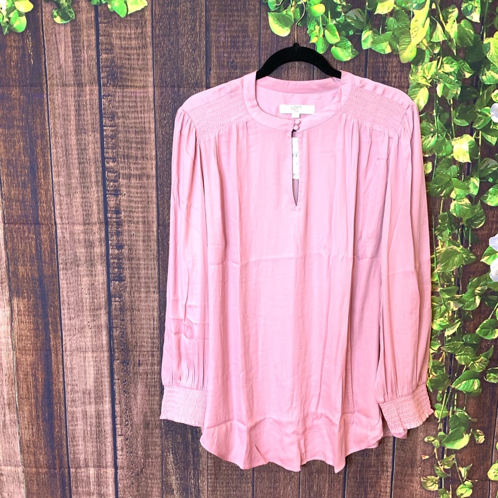 Loft plus : pleated mauve color blouse-103 - Picture 3 of 8